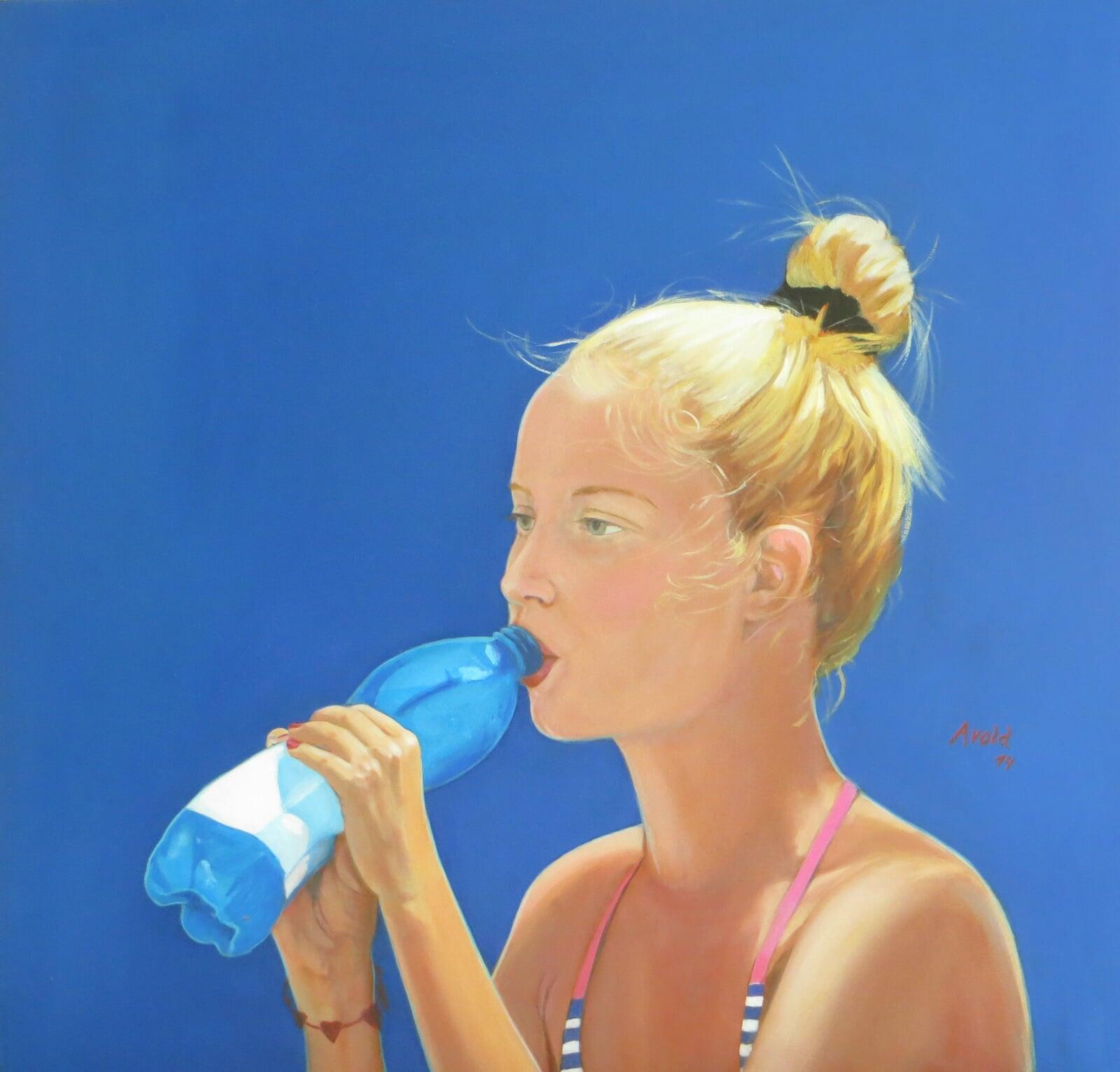 Girl drinking from a bottle