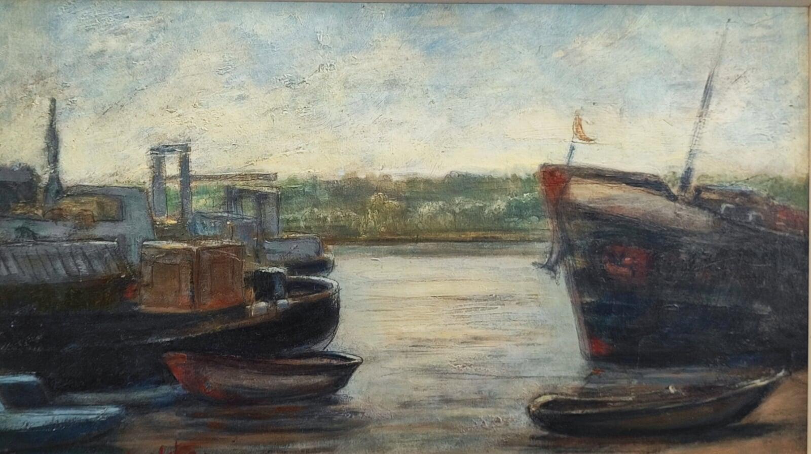 Kiesschiffe am Rhein