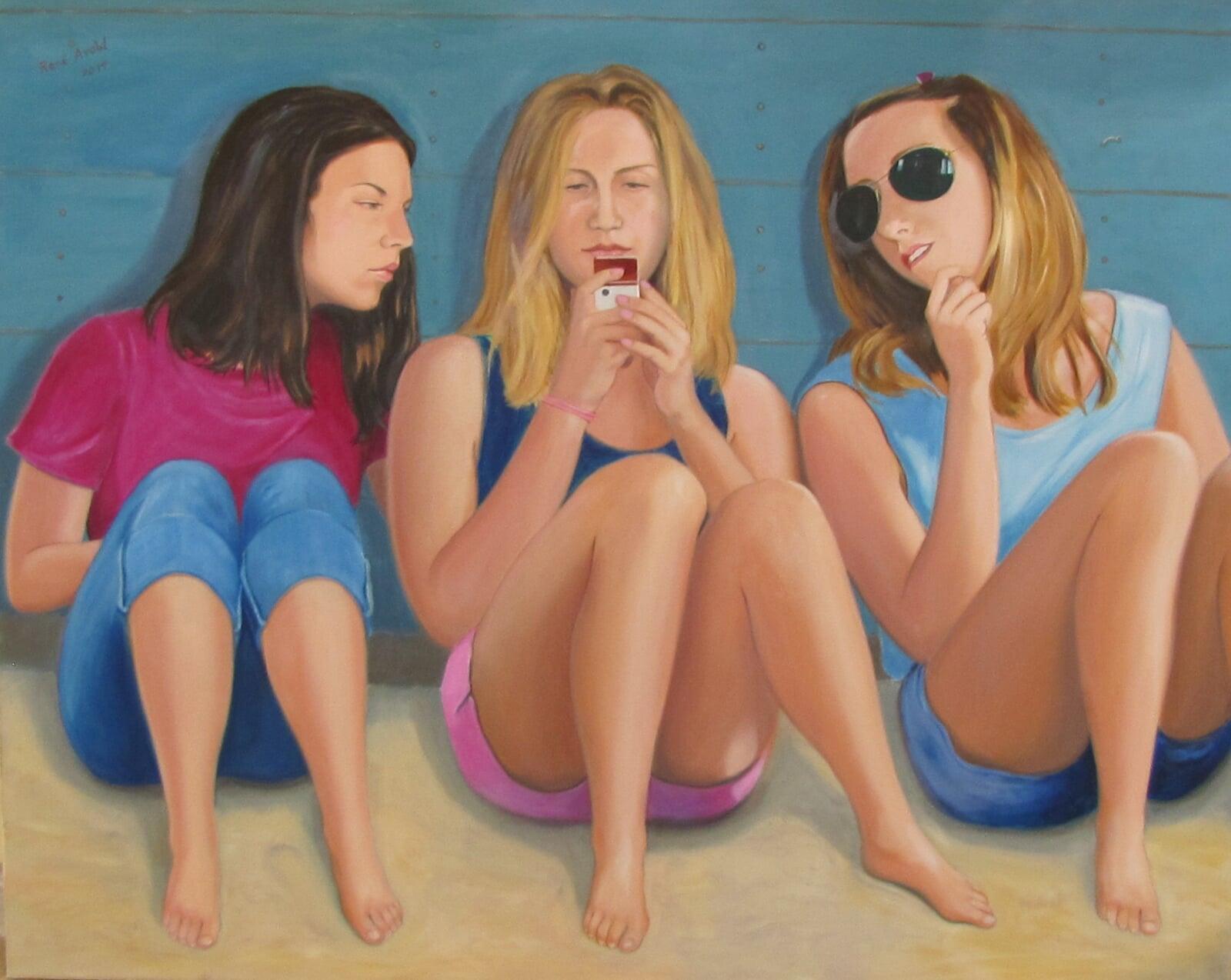 Three girls with an iphone