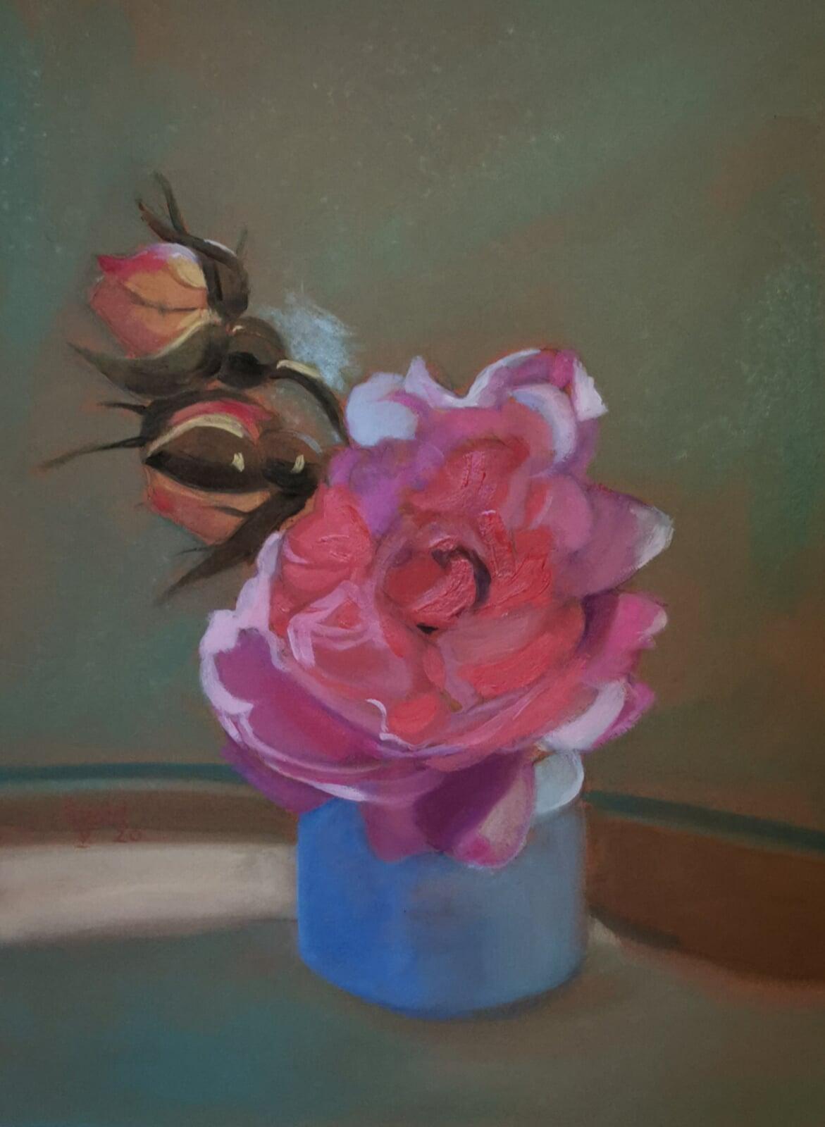 kleine rosa Rosenbluete